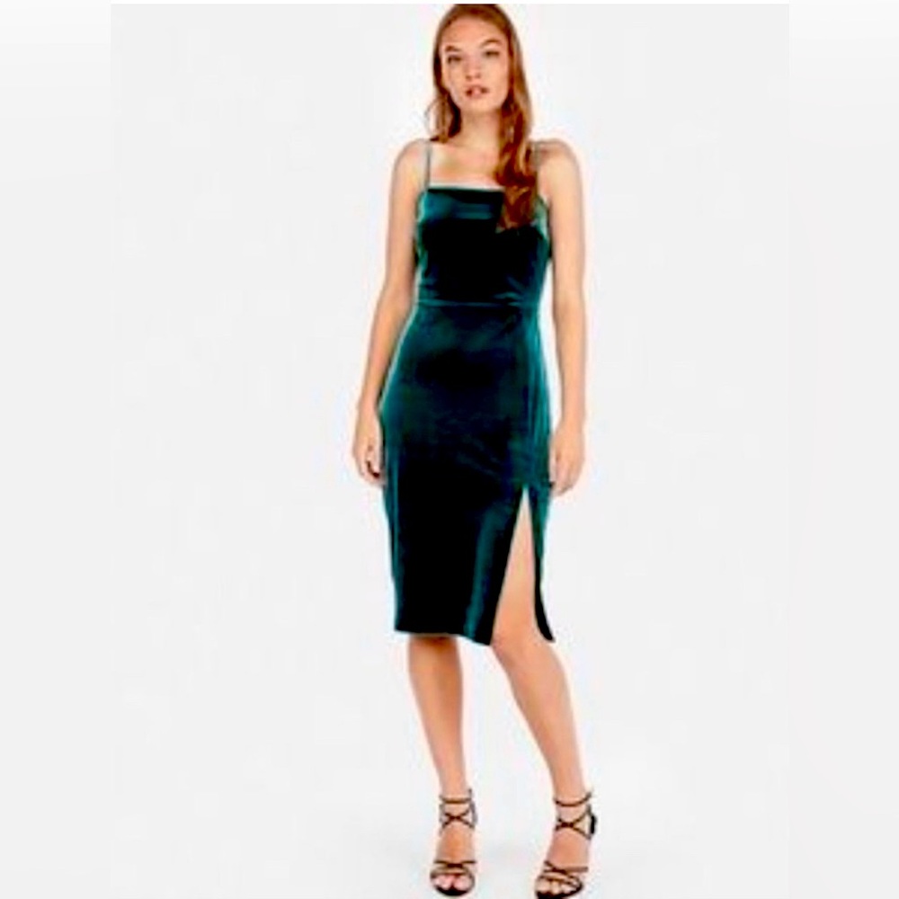 Emerald Green Velvet Pencil Dress